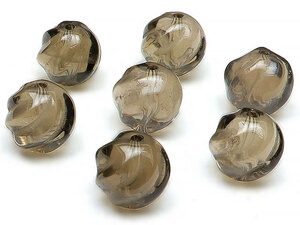 Art hand Auction Smoky Quartz S-shaped engraved round beads 10mm 8 beads for sale / T180 QQSM10SL, Beadwork, beads, Natural Stone, Semi-precious stones