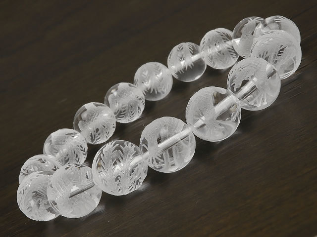 Браслет Suzaku с круглыми шариками и резными кристаллами 12мм №2 [1 штука продана] / 9-113 CQ12BSSZ, вышивка бисером, бусы, природный камень, полудрагоценные камни