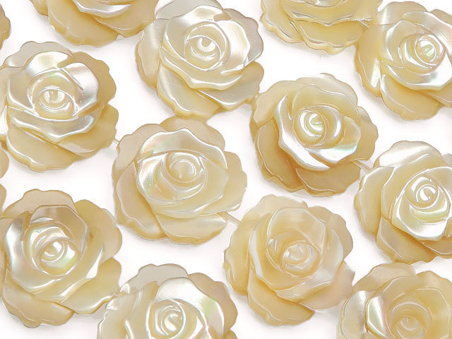 Perlmutt Beige Rose Carving 12mm [Verkauft als einzelne Saite] / 9-97 SH12RS, Perlenstickerei, Perlen, Naturstein, Halbedelsteine