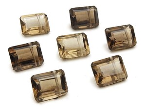 粒販売 スモーキークォーツ レクタングルファセットカット 9×7mm プレミアムカット 4粒販売 / T110 SM9LG