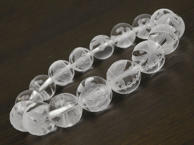 Genbu Armband aus geschnitzten Kristallperlen, rund, 12 mm, Nr. 2 [Einzeln verkauft] / 9-103 CQ12BSGB, Perlenstickerei, Perlen, Naturstein, Halbedelsteine