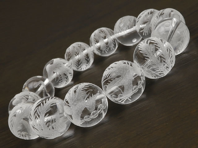 Armband aus runden Perlen aus geschnitztem Suzaku-Kristall, 16 mm, Nr. 2 [Einzeln verkauft] / 9-119 CQ16BSSZ, Perlenstickerei, Perlen, Naturstein, Halbedelsteine