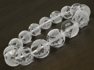 Art hand Auction Genbu 雕刻水晶圆珠手链 14 毫米 2 号 [单独出售] / 9-105 CQ14BSGB, 珠饰, 珠子, 天然石材, 半宝石