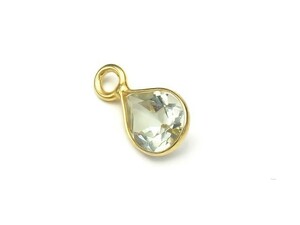  green amethyst pair Shape fa set cut charm 6×8mm[18KGP][6ko sale ] / 80-10 AM-CM