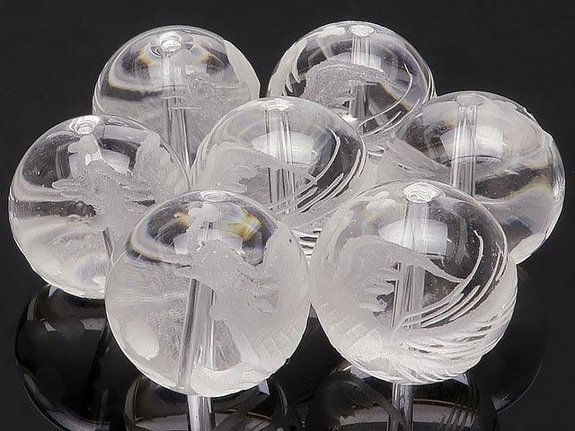 Suzaku engraved crystal ball 16mm 2 balls for sale / T101 CQCQ16SZ, Beadwork, beads, Natural Stone, Semi-precious stones