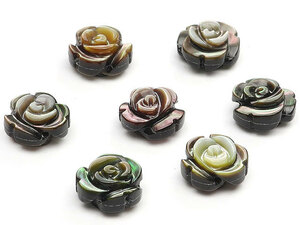 粒販売 ブラックシェル 薔薇彫刻 8mm【5粒販売】 / T007 SH8RZ