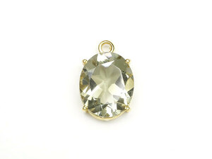  green amethyst oval fa set cut charm 12×10mm[18KGP][1ko sale ] / 60-29 AM12CM