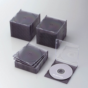 未使用品 エレコム・ELECOM Blu-ray/DVD/CD対応 スリムケース 1枚収納×50枚×2セット、合計100枚 クリアブラック CCD-JSCS50CBK ①