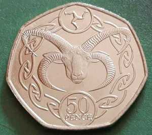 イギリス マン島 英国 50ペンスコイン エリザベス女王 27mm 2020年 マンクス・ロフタン羊デザイン 本物美品　Brilliant uncirculated coin