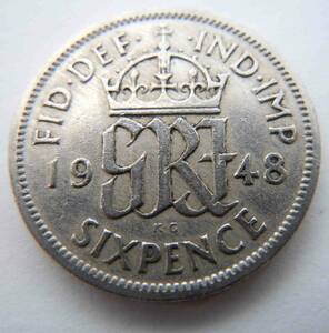 イギリス/1948年/ジョージVI世/ラッキー6ペンス/英国/コイン