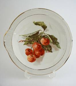 #r12 即決 2枚出品中 アンティーク プレート 皿 1900-1908年 Sevres China 米国製 直径約17cm さくらんぼ チェリー 