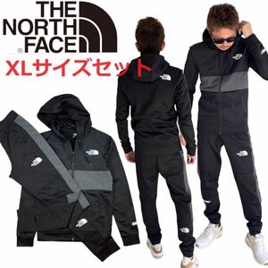 ノースフェイス セットアップ NF0A5IBV/NF0A5IBZ フルジップパーカー ジョガーパンツ ブラック XLサイズセット 裏起毛 2点セット 新品