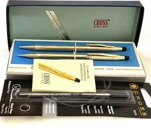【超美品】CROSS クロス クラシックセンチュリー 10金張ボールペン ペンシル セット 黒純正リフィル付