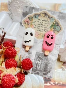 ハロウィン おばけ アイスキャンディ ピアス イヤリング