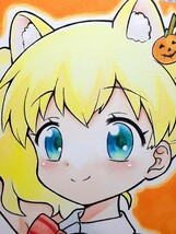 手描きイラスト ハガキ きんいろモザイク アリス・カータレット ハロウィン 送料無料_画像1