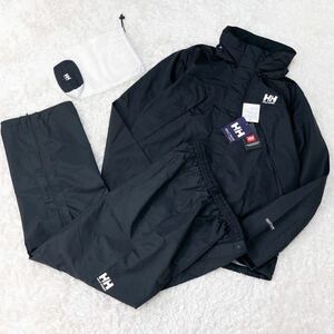 新品/Lサイズ●HELLY HANSEN ヘリー レインスーツ ヘリーハンセン タグ付 メンズ 雨具 ジャケット ブルゾン ブランド 美品 ブラック