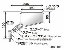 タナックス tanax AJ-10LR 左右セット クロス2 ミラー 10mm ブラック 正ネジ 左右 セット ナポミラ ナポレオンミラー_画像2