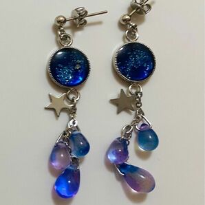 ピアス　シルバー　ブルー　星　ハンドメイド