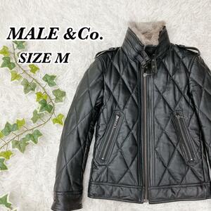 送料無料　MALE & CO メイルアンドコー ダイヤキルティング レザージャケット　羊革　ラビットファー　サイズM ブラック　黒　黒