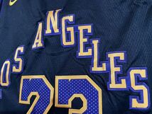 NBA LAKERS JAMES #23 レブロン・ジェームズ/ロサンゼルス・レイカーズ ユニフォーム ゲームシャツ ジャージ タンクトップ 黒青 M 刺繍_画像3