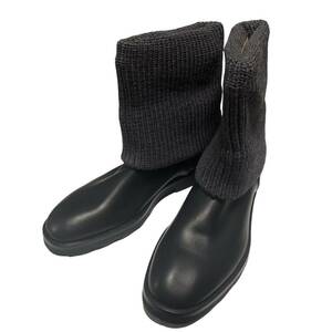 【新品】即決★ Maison Margiela メゾンマルジェラ ★ ショートブーツ ニット イタリア製 ブラック 2way レザー 44