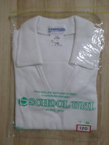 [m12027y z] elementary school student gym uniform Dan neck shirt collar attaching 120 white school Uni gym uniform SCHOOL UNI