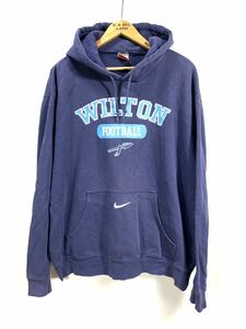 ■ NIKE TEAM ナイキ WILTON FOOTBALL カレッジ プリントロゴ スウェット フーディー サイズL ネイビー パーカー アメカジ フットボール ■