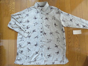 【新品】ZARA鳥柄長袖シャツ　L