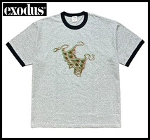 送無 XL サイズ 希少 新品 未開封 exodus エクソダス 23FW-TEE-04 FOUR-EYES TWO FACE T-SHIRT ヘビーウェイト リンガー Tシャツ グレー_画像1