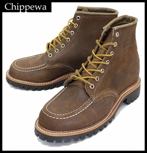 送料無料 新品 USA製 CHIPPEWA チペワ 1901M64 ホーウィン社 ラフアウト フルグレイン モックトゥ ラギッド フィールド ブーツ 茶 US8.5 ①