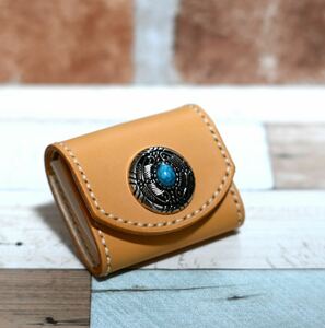 [ small purse ] cow original leather * cow leather coin case purse Camel ( light .)