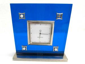 MIKIMOTO ミキモト 置時計 卓上時計 真珠 パール アナログ 青 ブルー 動作品 ※パール1個欠品　