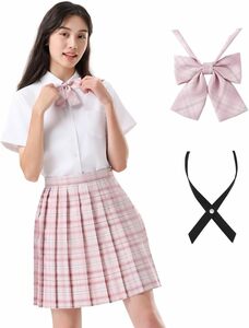 送料無料 新品 コスプレ 制服 セット Mサイズ JKスカート ピンク 女子学生服 制服 学園祭 文化祭 C036