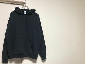 ホンジュラス製ジャージーズ黒ブラック無地プルオーバーパーカーフーディーsize L