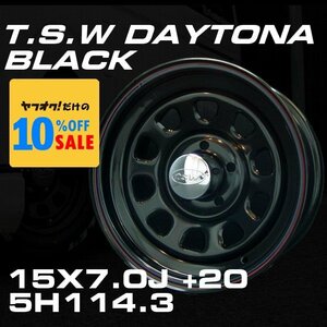 ● TSW DAYTONA デイトナ ブラック 15×7J +20 5穴 114.3 ホイール 4本セット [100系ハイエース / ハイラックス / 130クラウン など]