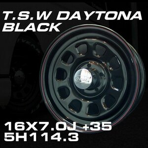 □ T's Factory TSW デイトナ DAYTONA ブラック 16×7J +35 5穴 114.3 ホイール 4本セット [100系 ハイエース / 152系 ハイラックスなど]