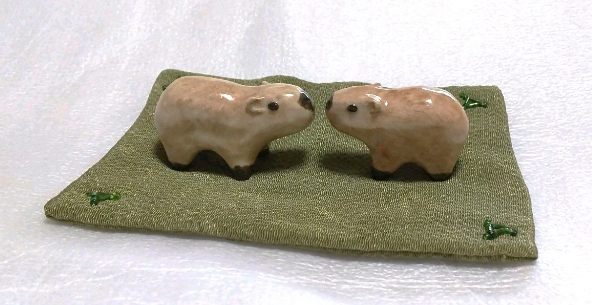 Mitoro Setoyaki 陶瓷水豚 2 手工制作, 手工作品, 内部的, 杂货, 装饰品, 目的
