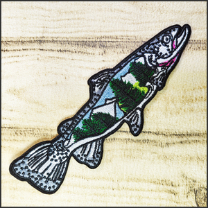 トラウト 刺繍パッチ アイロンオン　TR02　　　　[ニジマス 鱒 魚 釣り 毛針 フライ フィッシング]