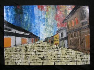 Art hand Auction Landscape painting, townscape, painting, picture, art, hand drawn illustration, handwriting, Original picture, interior, Special processing, Water cloud colored crane *Will be shipped in a frame, artwork, painting, others