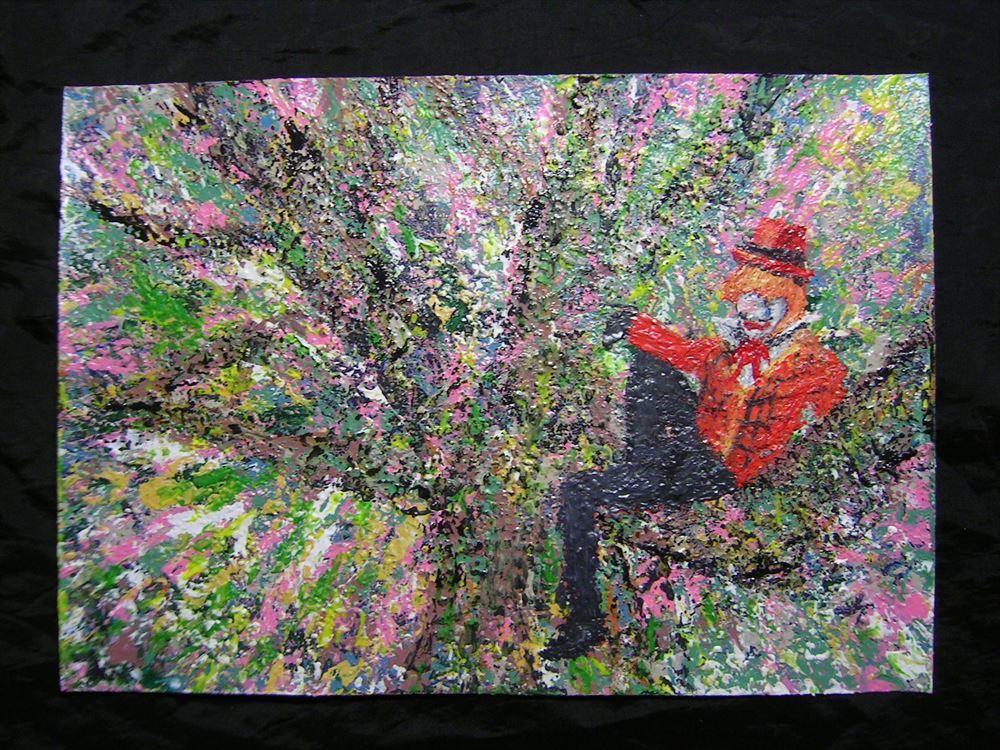 portrait, clown, couronne, clown, peinture abstraite, peinture, art, illustration dessinée à la main, intérieur, Traitement spécial, Grue couleur nuage d'eau *Sera expédié dans un cadre, ouvrages d'art, peinture, portrait