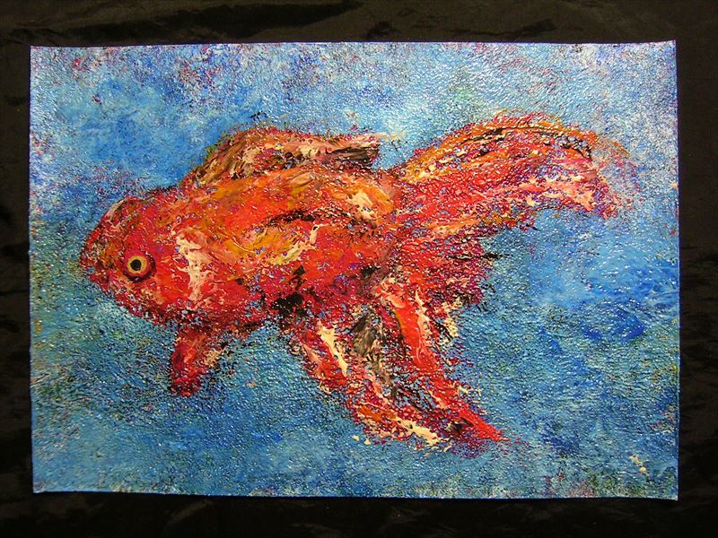 金魚, 魚, 動物画, 絵画, 絵, アート, 手描きイラスト, 肉筆, 原画, インテリア, 特殊加工, 水雲彩鶴 ※額縁に入れて発送します, 美術品, 絵画, その他