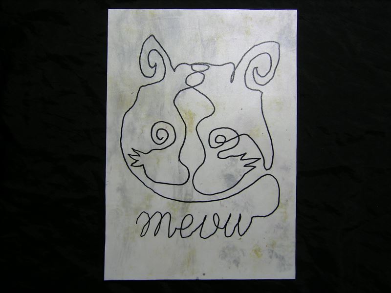 dibujo de animales, pintura abstracta, un golpe, Gato, cuadro, arte, ilustración dibujada a mano, escritura, imagen original, interior, Procesamiento especial, Yasusei Shimamori *Enviado en un marco, obra de arte, cuadro, otros