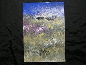 Art hand Auction Landscape painting, animal drawing, painting, picture, art, hand drawn illustration, handwriting, Original picture, interior, Special processing, Cow, Water cloud colored crane *Will be shipped in a frame, artwork, painting, others