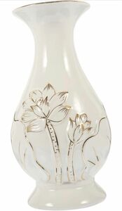 EXCEART 蓮 お供え物 瓶 陶器 花 花瓶 白 陶器 花瓶 白 水差し 花瓶 花用 オフィス 陶器 白 室内 植物 