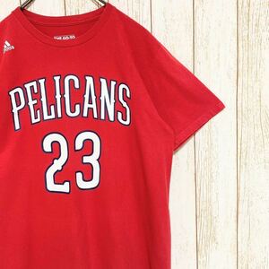 adidas アディダス NBA NewOrleans Pelicans ニューオーリンズ・ペリカンズ デイビス プリント Tシャツ M USA古着 アメリカ古着