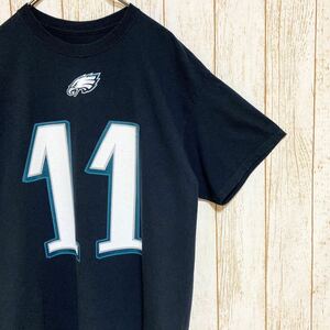 Majestic マジェスティック NFL Philadelphia Eagles フィラデルフィア・イーグルス ウェンツ プリント Tシャツ L USA古着 アメリカ古着