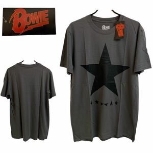 David Bowie デヴィッド・ボウイ オフィシャルTシャツ BLACKSTAR プリントTシャツ MADE IN UK イギリス製 L グレー ブラック アーカイブ