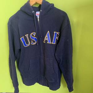 USAF/Hooded/フルジップパーカー/スウェットパーカー/パーカー/ネイビー/サイズM/United Athle/ユナイテッドアスレ/古着/現状渡し