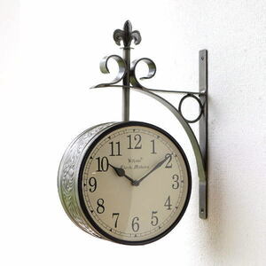 掛け時計 壁掛け時計 おしゃれ 両面時計 アンティーク レトロ 北欧 ウォールクロック クラシック ハンギング 吊り下げクロック6010