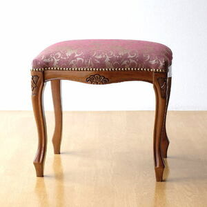 スツール 椅子 おしゃれ アンティーク 木製 イタリア製 クラシックスツール エレガントなイタリアンスツール ボルドー